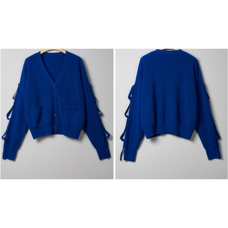 100%Cashmere Sweater Cardigan V-neck Lady Winter Blue Loose Sweaters Girl WHOLESALE ONLY 